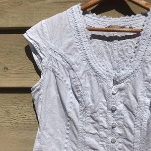 Soft Surroundings Embroidered Button Down Tank
